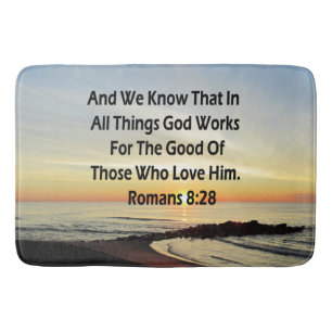 SUNRISE ROMANS 8:28 SCRIPTURE VERSE BATH MAT