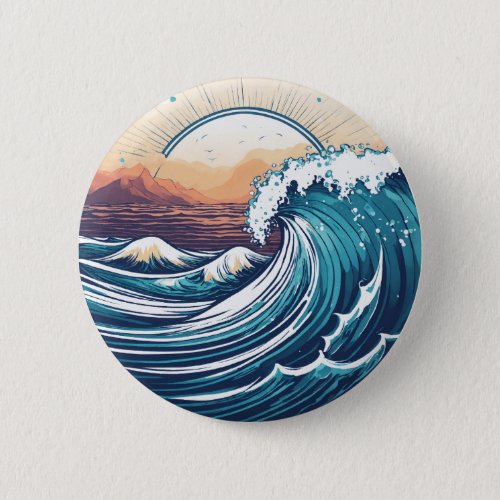 Sunrise Seashore Coastal Patches Collections Button