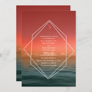 Sunrise Skies Ocean Moon Wedding Invitation