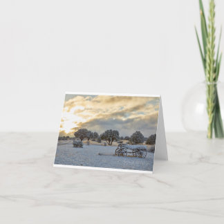 Sunrise Snowy Cart Scene Holiday Card
