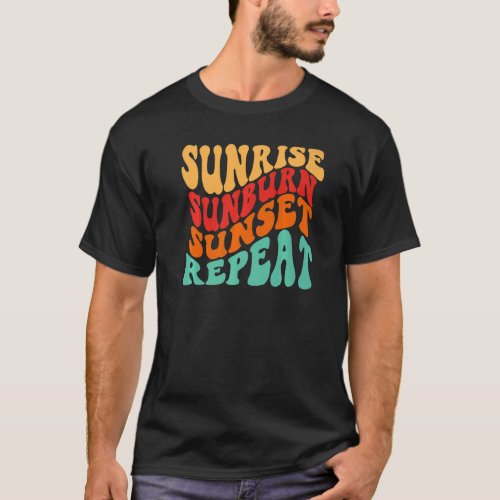 Sunrise Sunburn Sunset Repeat 80s Summer Beach Pa T_Shirt