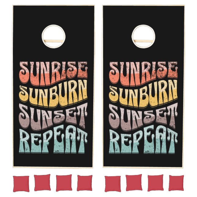 Sunrise Sunburn Sunset Repeat Cornhole Set (Set)