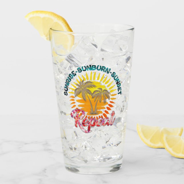 Sunrise-Sunburn-Sunset-Repeat | Golden Palm Trees Glass (Front Ice)