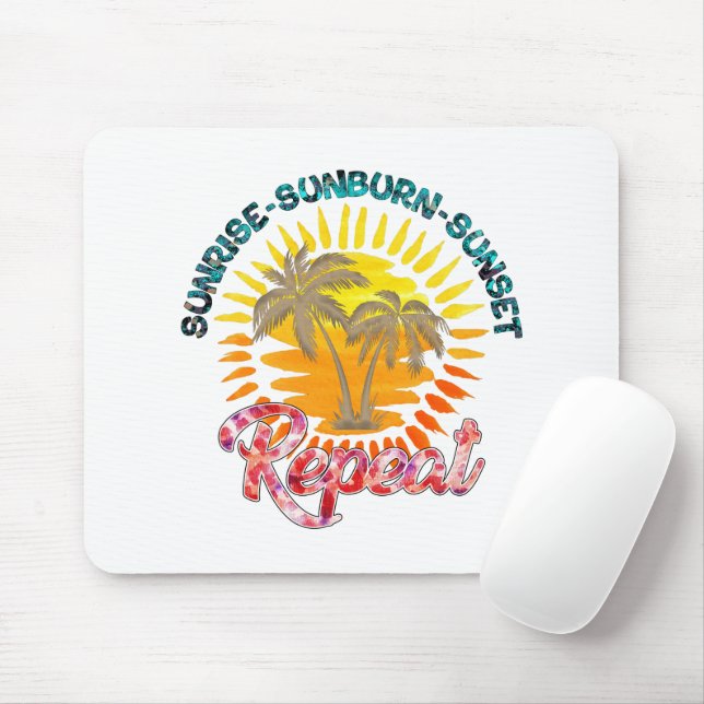 Sunrise-Sunburn-Sunset-Repeat | Golden Palm Trees Mouse Pad (With Mouse)