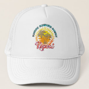 Sunrise-Sunburn-Sunset-Repeat Summer Vacation Trucker Hat
