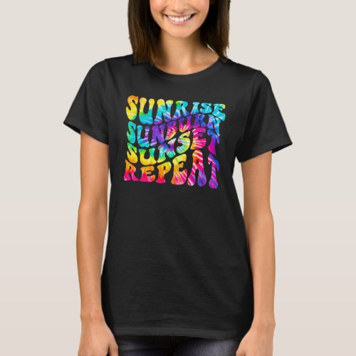 Sunrise Sunburn Sunset Repeat Tie Dye Hello Summer T_Shirt