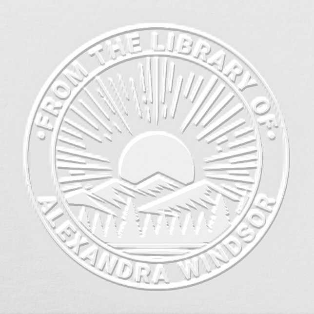 Sunrise Sunset Behind Mountains Library Book Name Embosser (Design)