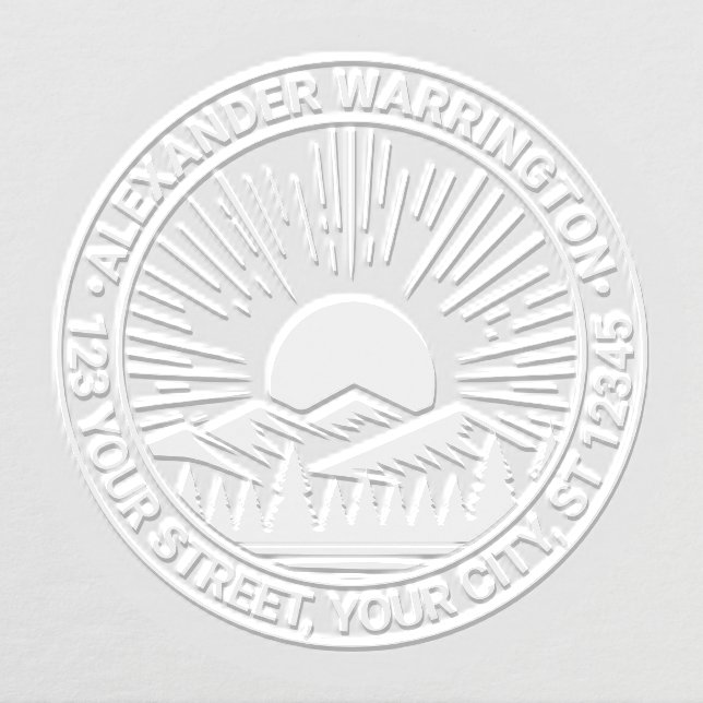 Sunrise Sunset Behind Mountains Name Retn Address Embosser (Design)