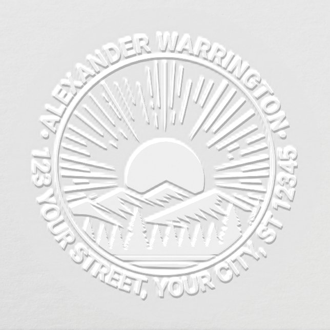 Sunrise Sunset Behind Mountains Name Retn Address Embosser (Design)