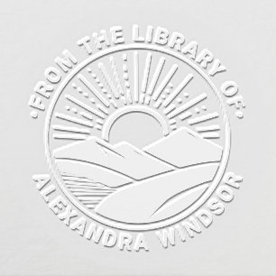 Sunrise Sunset Behind Mountns #2 Library Book Name Embosser