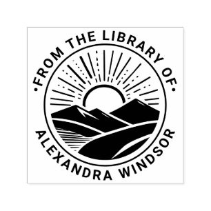 Sunrise Sunset Behind Mountns #2 Library Book Name Self-inking Stamp