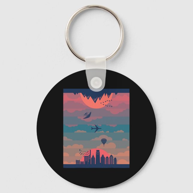 Sunrise Sunset Cycle Of Day And Night Earth 360  Keychain (Front)