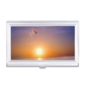 Sunrise Sunset Ocean Seagull Business Card Case by PattiJAdkins at Zazzle