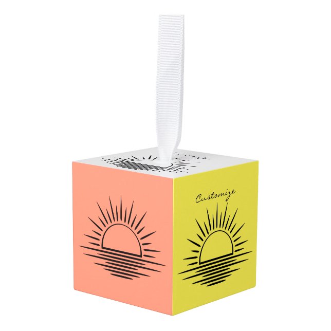 Sunrise/Sunset Reflection Thunder_Cove Cube Ornament (Front Angled)