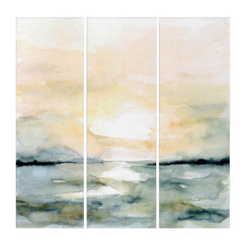 Sunrise Sunset Seascape Watercolor set of 3 Triptych