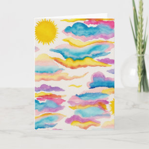 Sunrise Sunset Watercolor Blank Greeting Card