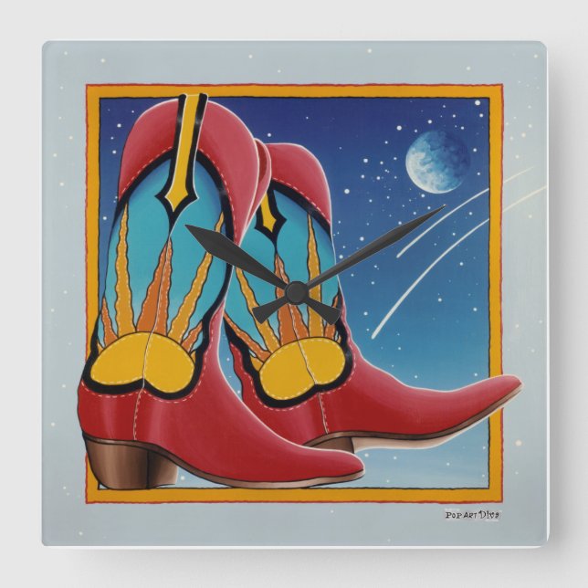 Sunrise Sunset Western COWBOY BOOT WALL CLOCK (Front)