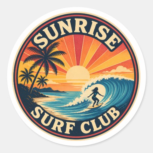 Sunrise Surf Club Classic Round Sticker