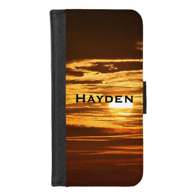 Sunrise Through Clouds Personalised iPhone Wallet Case (Front)