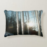 Sunrise Through Icicles Winter Nature Photography Accent Pillow