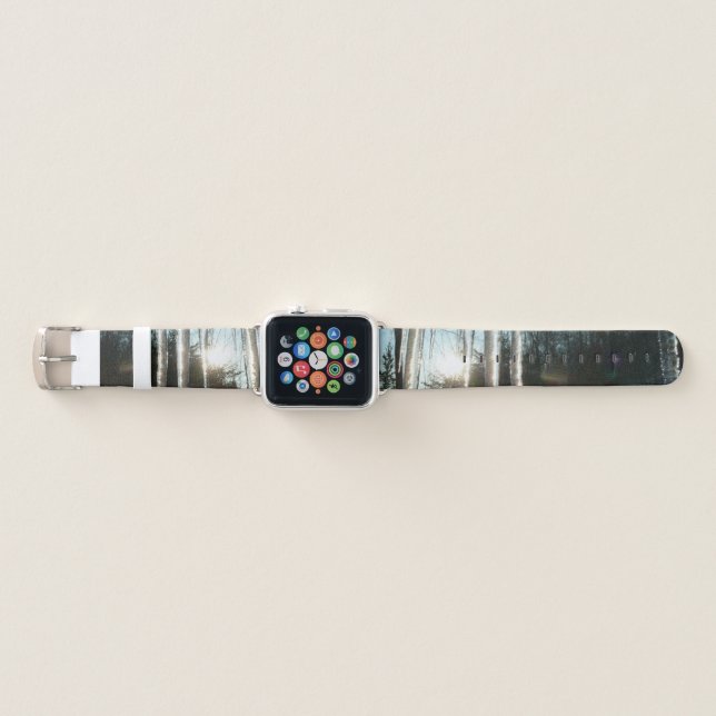 Sunrise Through Icicles Winter Nature Photography Apple Watch Band (Front)