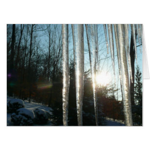 Sunrise Through Icicles Winter Nature Photography Card