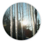 Sunrise Through Icicles Winter Nature Photography Ceramic Knob