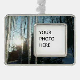 Sunrise Through Icicles Winter Nature Photography Christmas Ornament