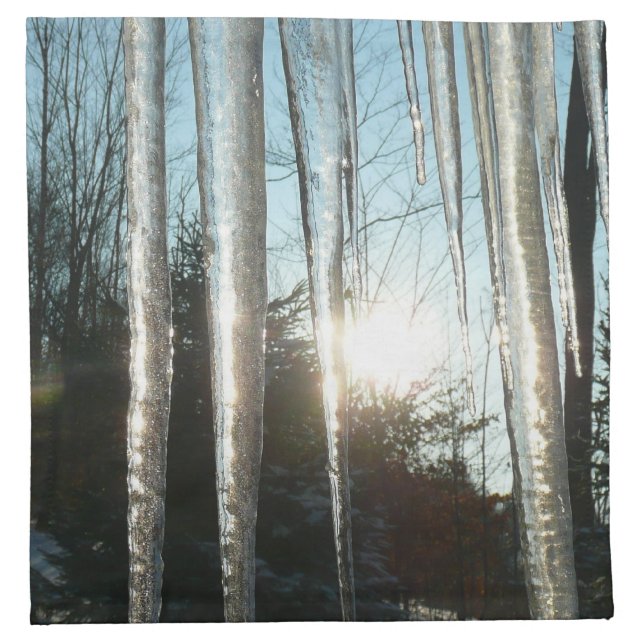 Sunrise Through Icicles Winter Nature Photography Cloth Napkin (Front)