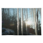 Sunrise Through Icicles Winter Nature Photography Cloth Placemat