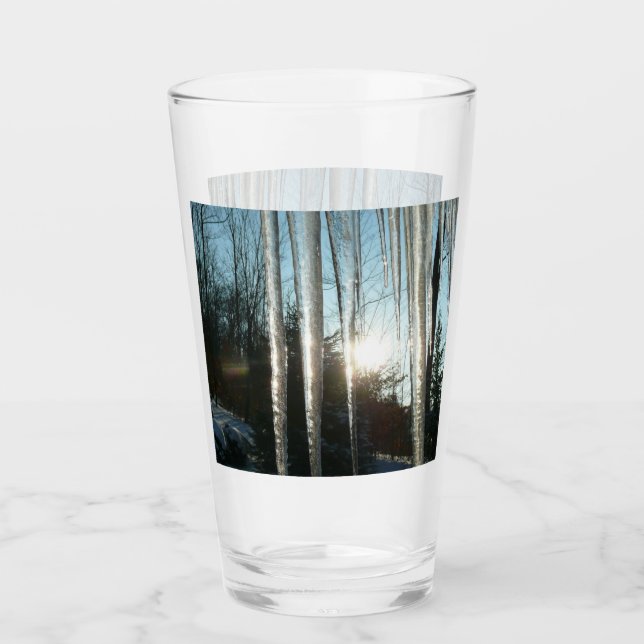 Sunrise Through Icicles Winter Nature Photography Glass (Front)