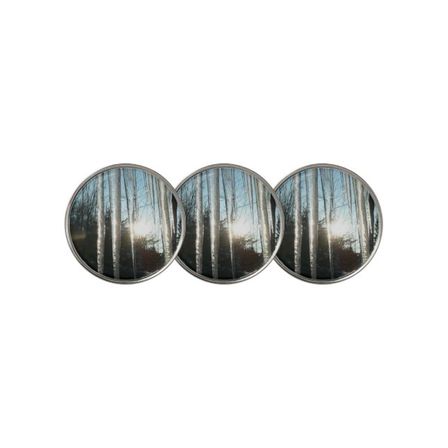 Sunrise Through Icicles Winter Nature Photography Golf Ball Marker (3 Up)