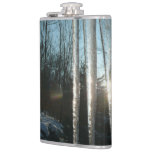 Sunrise Through Icicles Winter Nature Photography Hip Flask