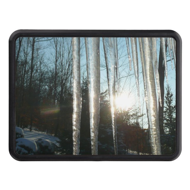 Sunrise Through Icicles Winter Nature Photography Hitch Cover (Front)