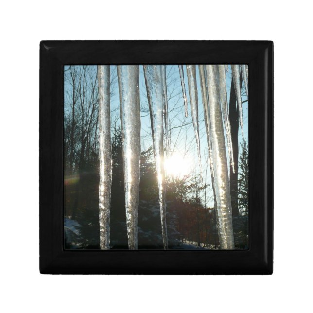 Sunrise Through Icicles Winter Nature Photography Keepsake Box (Front)