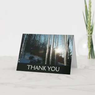 Sunrise Through Icicles Winter Nature Photography Letterpress Thank You Card