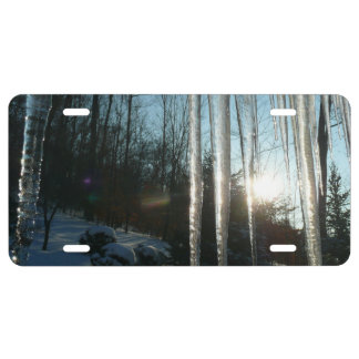 Sunrise Through Icicles Winter Nature Photography License Plate