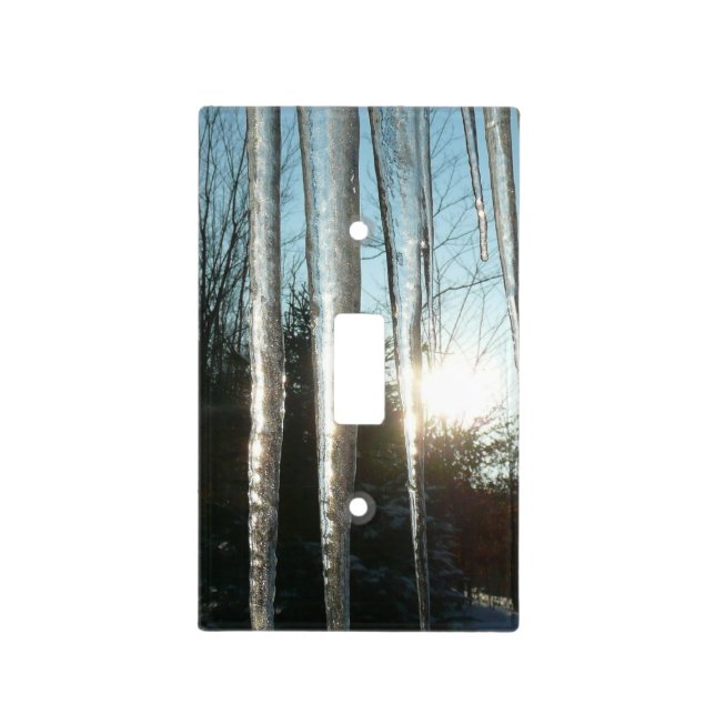 Sunrise Through Icicles Winter Nature Photography Light Switch Cover (Front)