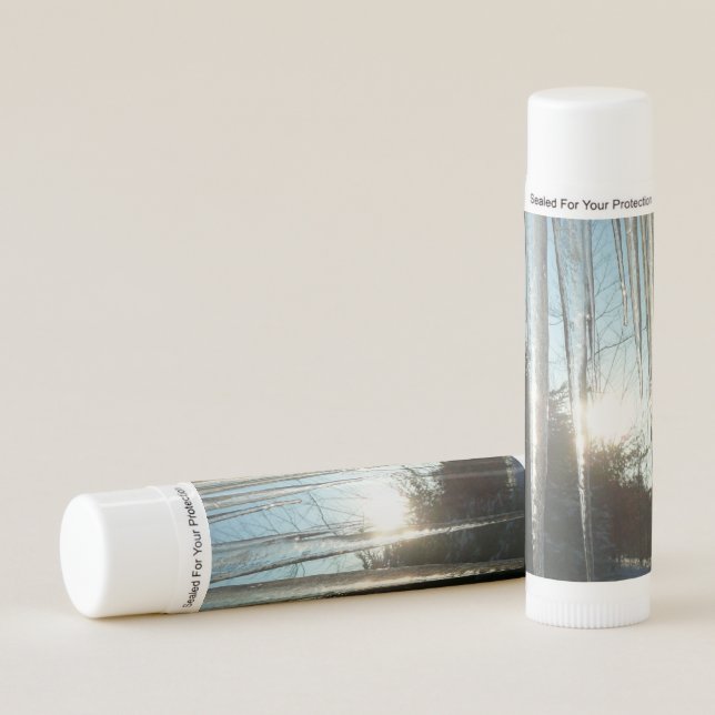 Sunrise Through Icicles Winter Nature Photography Lip Balm (Front)