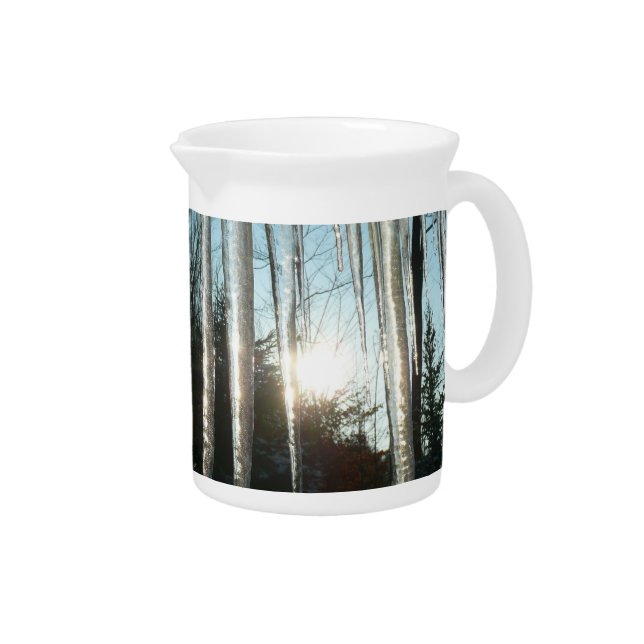 Sunrise Through Icicles Winter Nature Photography Pitcher (Right)