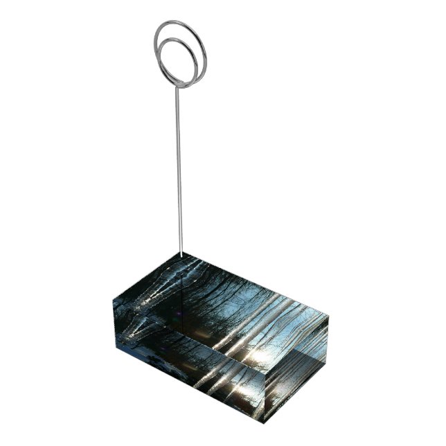 Sunrise Through Icicles Winter Nature Photography Place Card Holder (Corner)