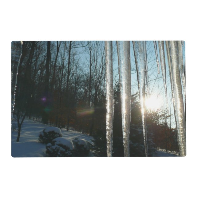 Sunrise Through Icicles Winter Nature Photography Placemat (Front)