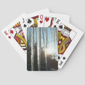 Sunrise Through Icicles Winter Nature Photography Poker Cards