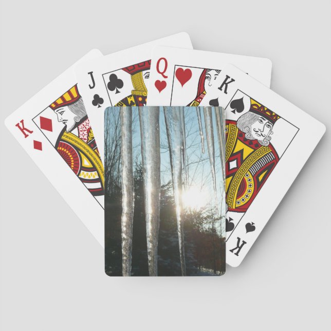 Sunrise Through Icicles Winter Nature Photography Poker Cards (Back)