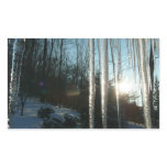 Sunrise Through Icicles Winter Nature Photography Rectangular Sticker