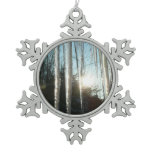 Sunrise Through Icicles Winter Nature Photography Snowflake Pewter Christmas Ornament