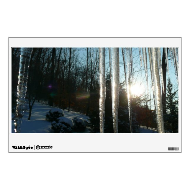 Sunrise Through Icicles Winter Nature Photography Wall Sticker (Front)