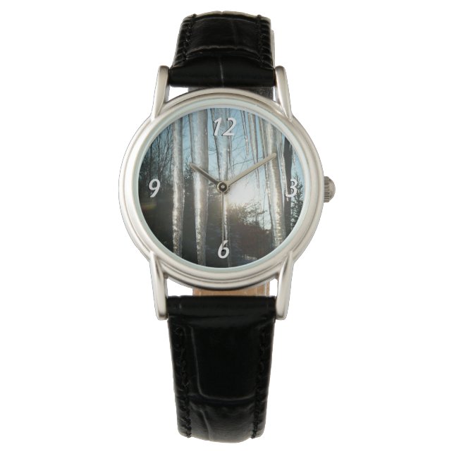 Sunrise Through Icicles Winter Nature Photography Watch (Front)