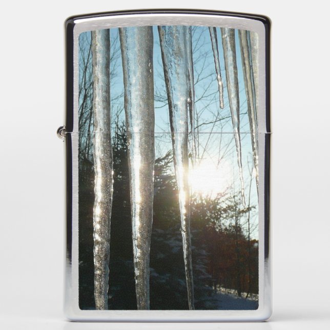 Sunrise Through Icicles Winter Nature Photography Zippo Lighter (Front)