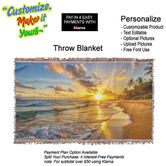 Sunrise Throw Blanket 2 (Sunset Beach Throw Blanket 2.)